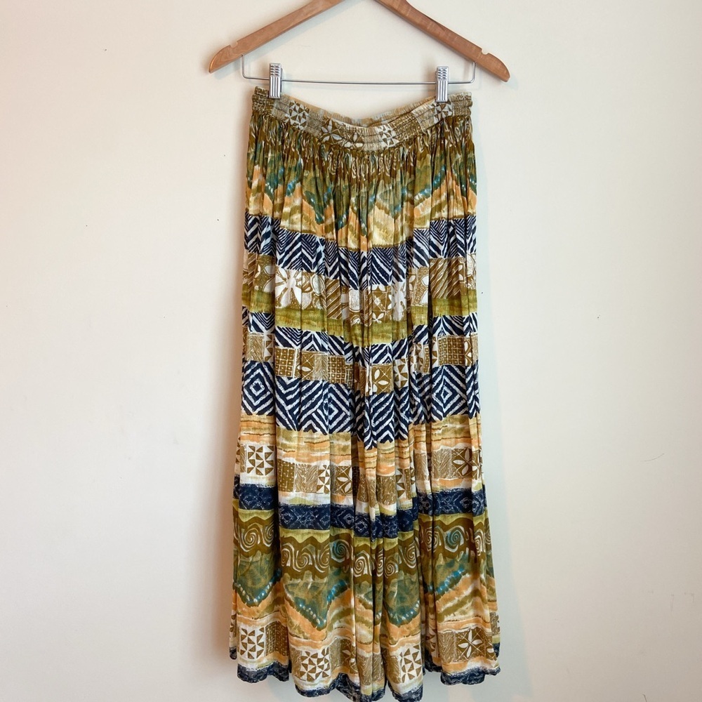 Vintage Bohemian Patterned Cotton Maxi Skirt - Picture 6 of 6